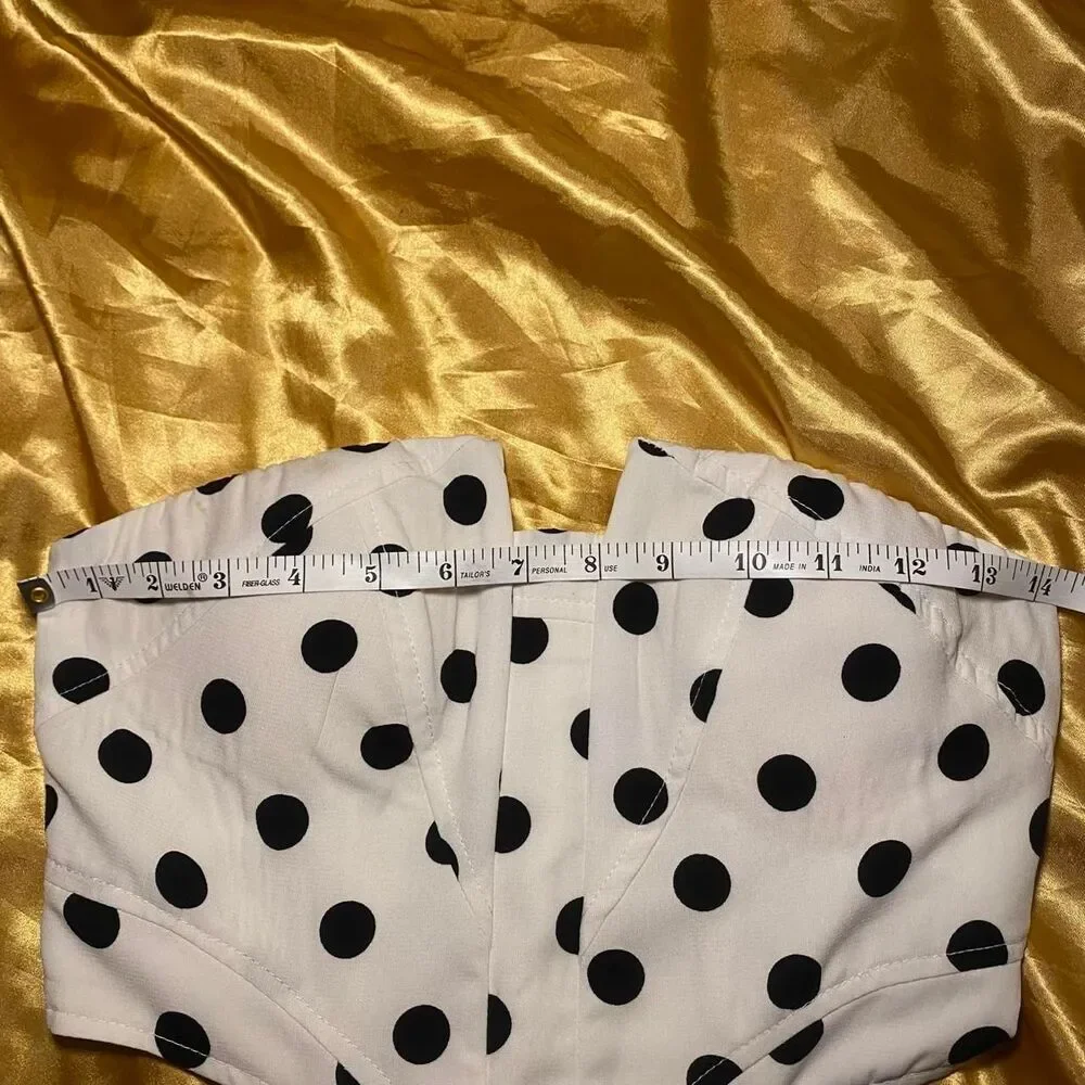 Seek The Label White Polka Dot Women's Strapless Corset Top